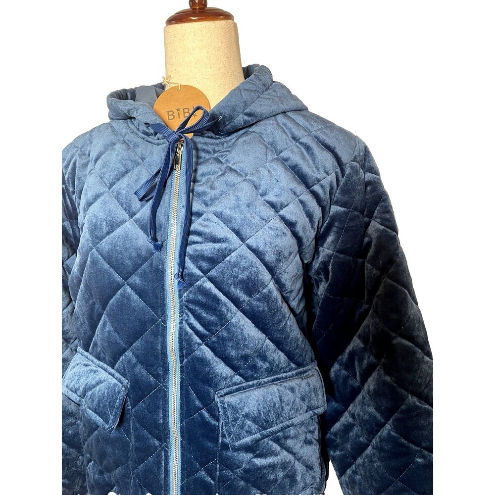 BIBI NWT puffer hoodie womens jacket sz M glam trendy flashy vibrant stunning